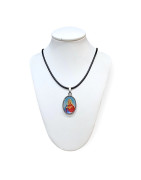 Pendentif Médaillon Bakélite Vierge Marie Sacré Cœur sur Cordon