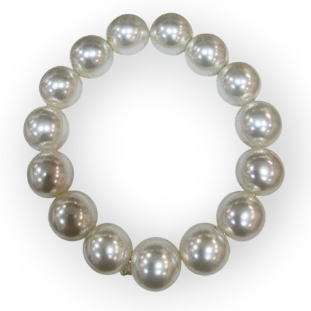 Bracelet Perles de Majorque Blanches 14mm