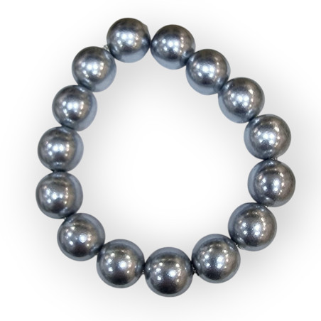 Bracelet Perles de Majorque Grises 14mm