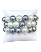 Bracelet Perles de Majorque Blanches et Grises 14mm