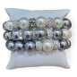 Bracelet Perles de Majorque Blanches et Grises avec Inserts Swarovski 14mm