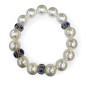 Bracelet Perles de Majorque Blanches avec Inserts Swarovski Bleu Nuit 14mm