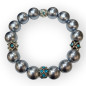 Bracelet Perles de Majorque Grises avec Inserts Swarovski Bleu Ciel 14mm