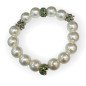 Bracelet Perles de Majorque Blanches avec Inserts Swarovski Bleu Nuit 14mm