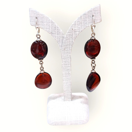 Boucles Ambre Cognac Argent 925