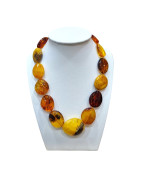 Collier Ambre Baltique Multicolore 16 Pierres Ovales 40 cm