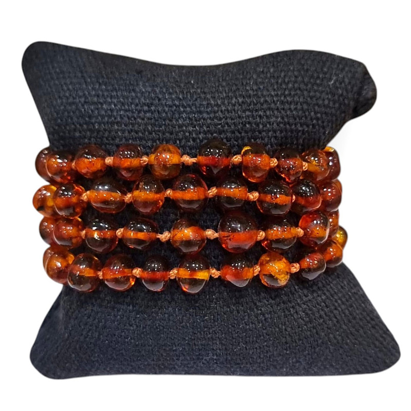 Bracelet Ambre Cognac Bébé avec Fermoir Sécurisé