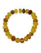 Bracelet Ambre Baltique Multicolore Pierres Rondes Polies