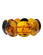 Bracelet Ambre Baltique Multicolore Pierres Ovales