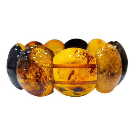 Bracelet Ambre Baltique Multicolore Pierres Ovales