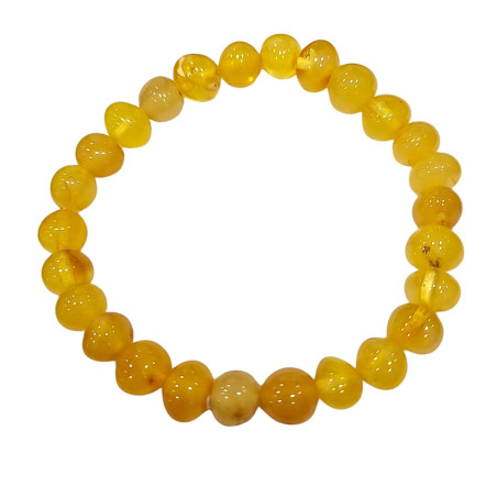 Bracelet Ambre Baltique Pierres Rondes Polies