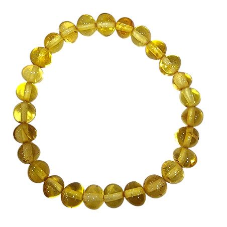 Bracelet Ambre Baltique Pierres Rondes Polies