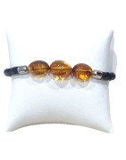 Bracelet Ambre Baltique Cuir Tressé