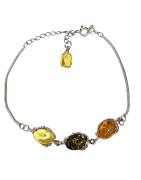 Bracelet Ambre Baltique et Vert Argent 925 avec Fermoir