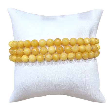 Bracelet Ambre Baltique Miel Pierres Rondes 6mm