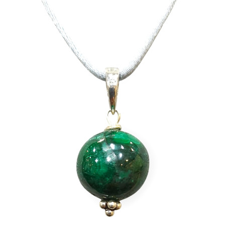 Pendentif Malachite Boule sur Cordon réglable
