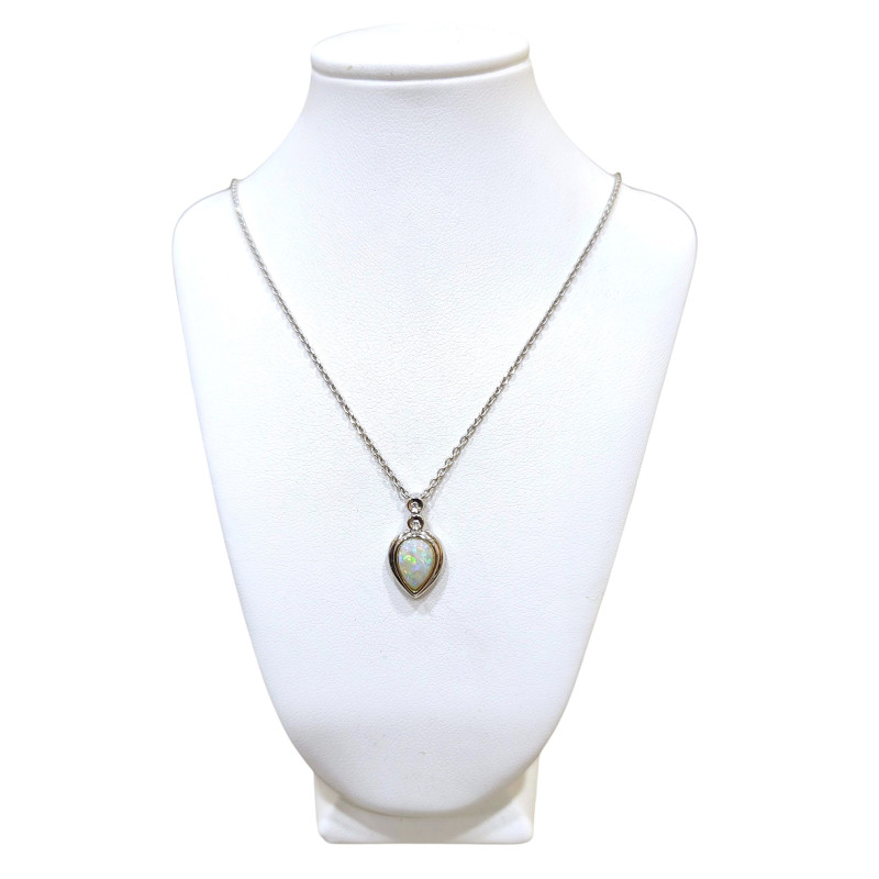 Pendentif Opale Goutte avec Chaine Argent 925