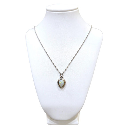 Pendentif Opale Goutte avec Chaine Argent 925