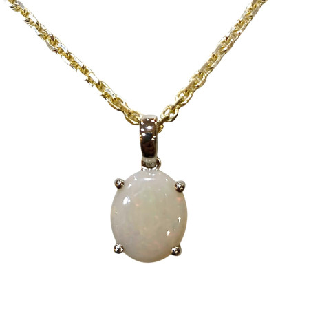 Pendentif Opale Ovale avec Chaine Argent 925