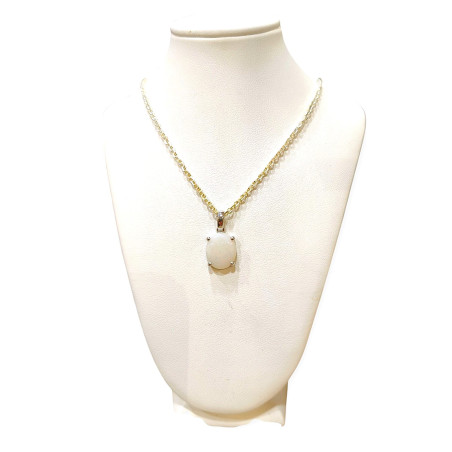 Pendentif Opale Ovale avec Chaine Argent 925