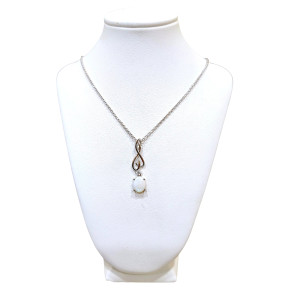 Pendentif Opale Ovale avec Chaine Argent 925