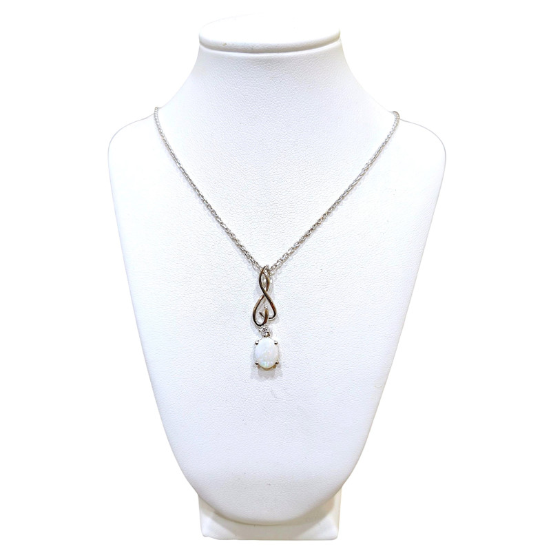 Pendentif Opale Ovale avec Chaine Argent 925