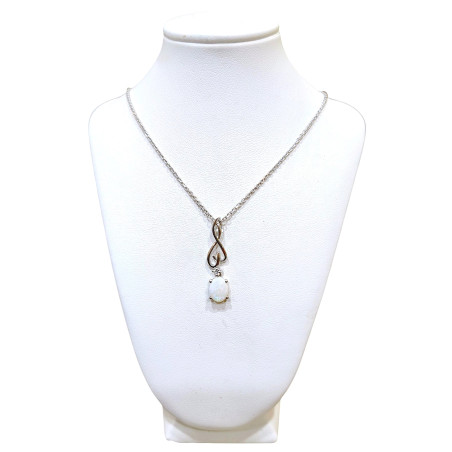 Pendentif Opale Ovale avec Chaine Argent 925