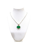 Pendentif Emeraude Ovale avec Chaine Argent 925