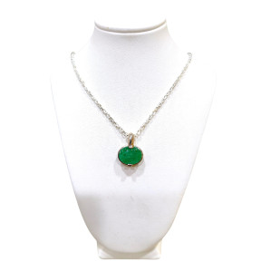Pendentif Emeraude Ovale avec Chaine Argent 925