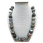 Collier Agate Botswana avec Inserts et Fermoir Acier Inox