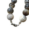 Collier Agate Botswana avec Inserts et Fermoir Acier Inox