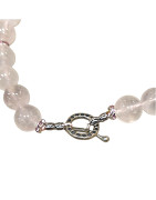 Collier Quartz Rose avec Inserts Swarovski et Fermoir Acier Inox