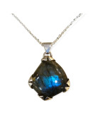 Pendentif Labradorite avec Chaine Argent 925