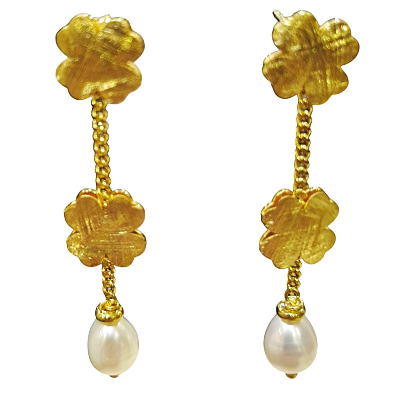 Boucles Perles d'Eau Douce Argent 925 Plaqué Or