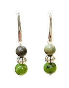 Boucles Stichtite et Jade Néphrite avec Inserts Acier Inox