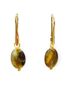 Boucles Labradorite Ovale Plaqué Or