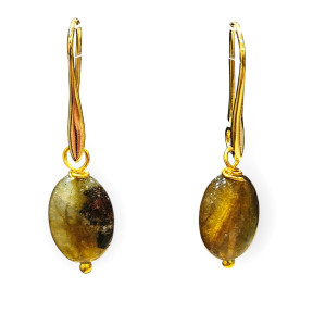 Boucles Labradorite Ovale Plaqué Or
