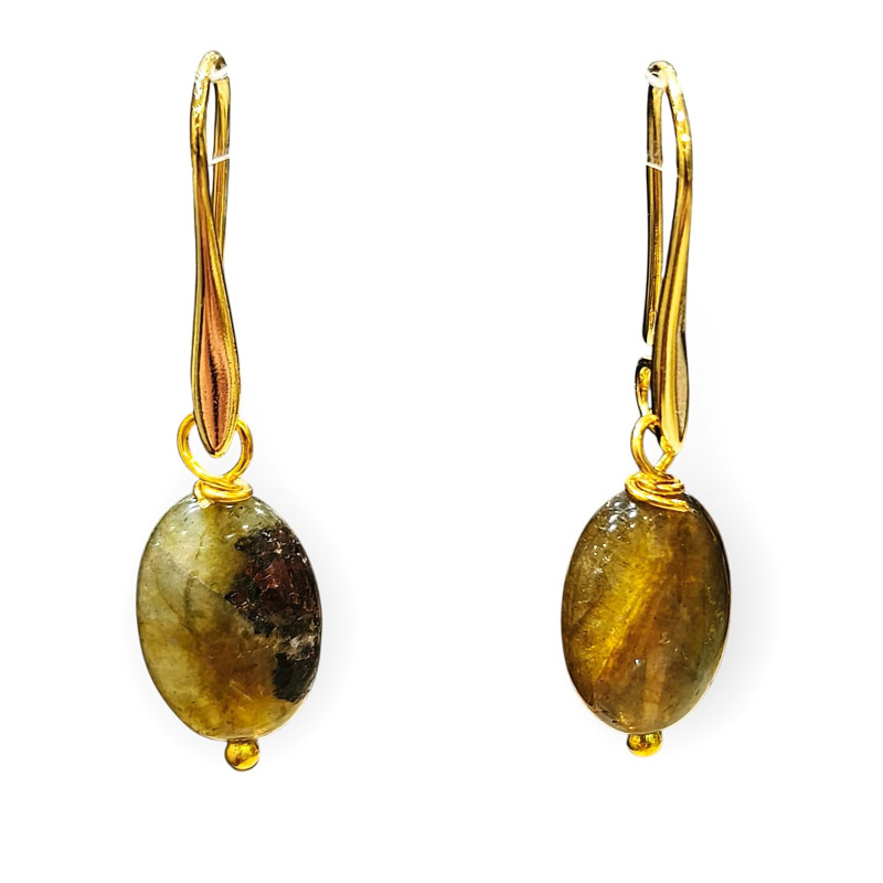 Boucles Labradorite Ovale Plaqué Or