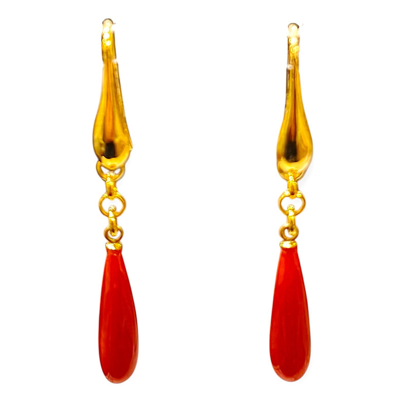 Boucles Corail Argent 925 Plaqué Or