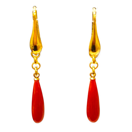Boucles Corail Argent 925 Plaqué Or