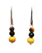 Boucles Œil de Tigre Facettés Œil de Faucon et Jaspe Jaune