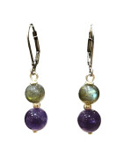 Boucles Labradorite et Améthyste