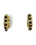Boucles Onyx Facettées Argent 925 Plaqué Or
