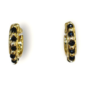 Boucles Onyx Facettées Argent 925 Plaqué Or