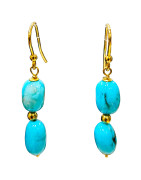 Boucles Turquoise Argent 925 Plaqué Or