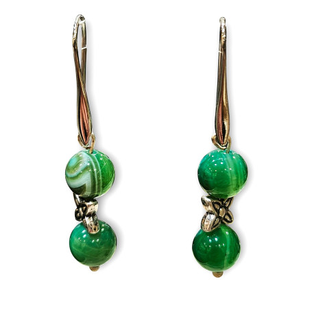 Boucles Agate Verte avec Inserts