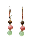 Boucles Bronzite Rhodochrosite et Aventurine Verte