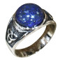 Bague Lapis-lazuli Cabochon Type Chevalière Triskèle Acier Inox