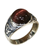 Bague Œil de Taureau Cabochon Type Chevalière Triskèle Acier Inox