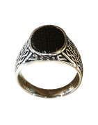 Bague Onyx Plate Type Chevalière Acier Inox